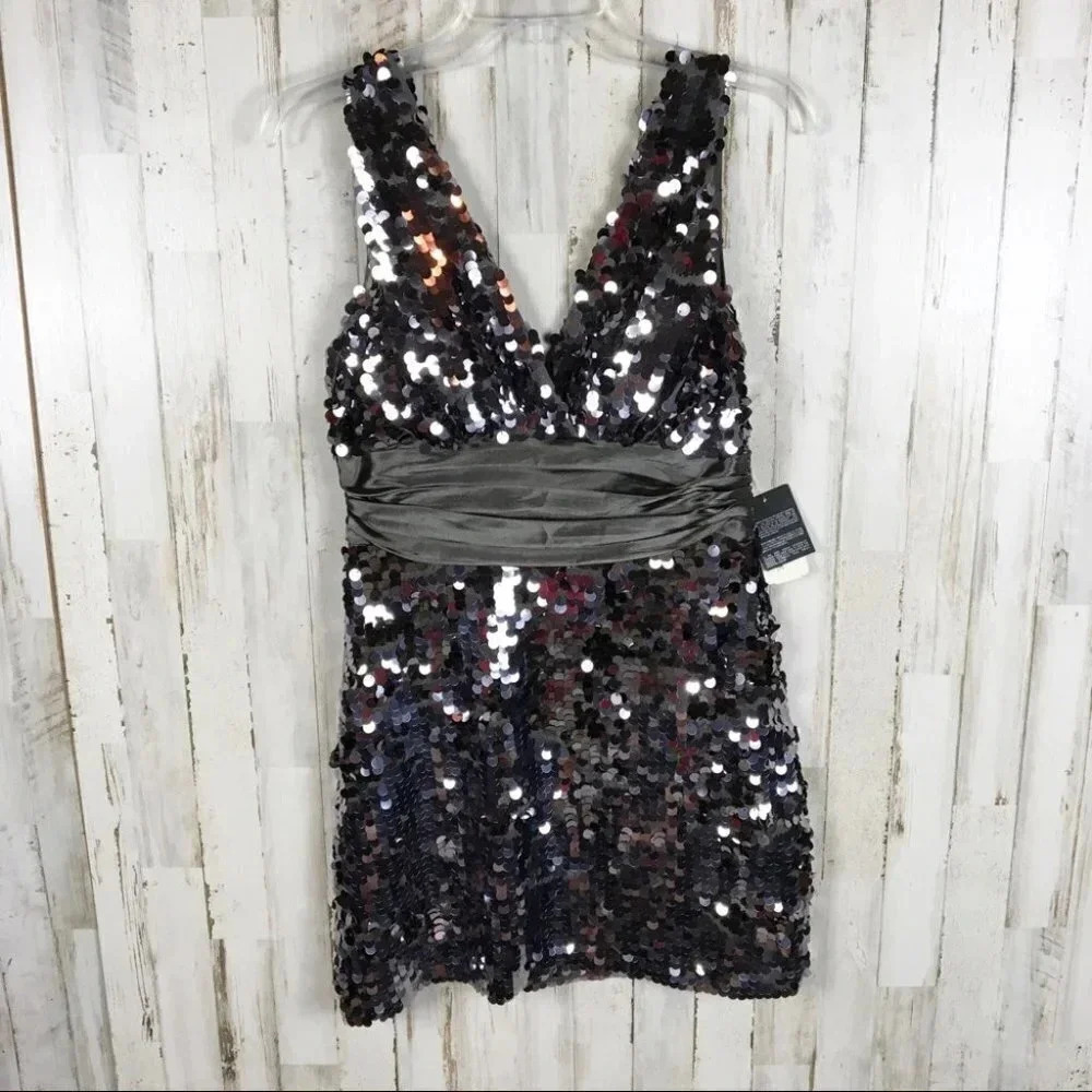 Forever 21 Sequin Dress Metallic Metal Shimmer M